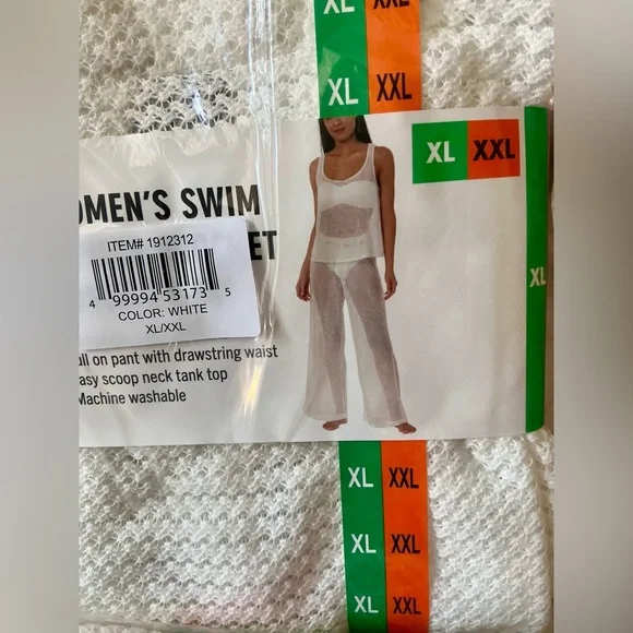 Hurley White Mesh Swim Cover-Up Set Tank & Pants Beach Cover-Up XL/XXL NIP - Picture 7 of 10